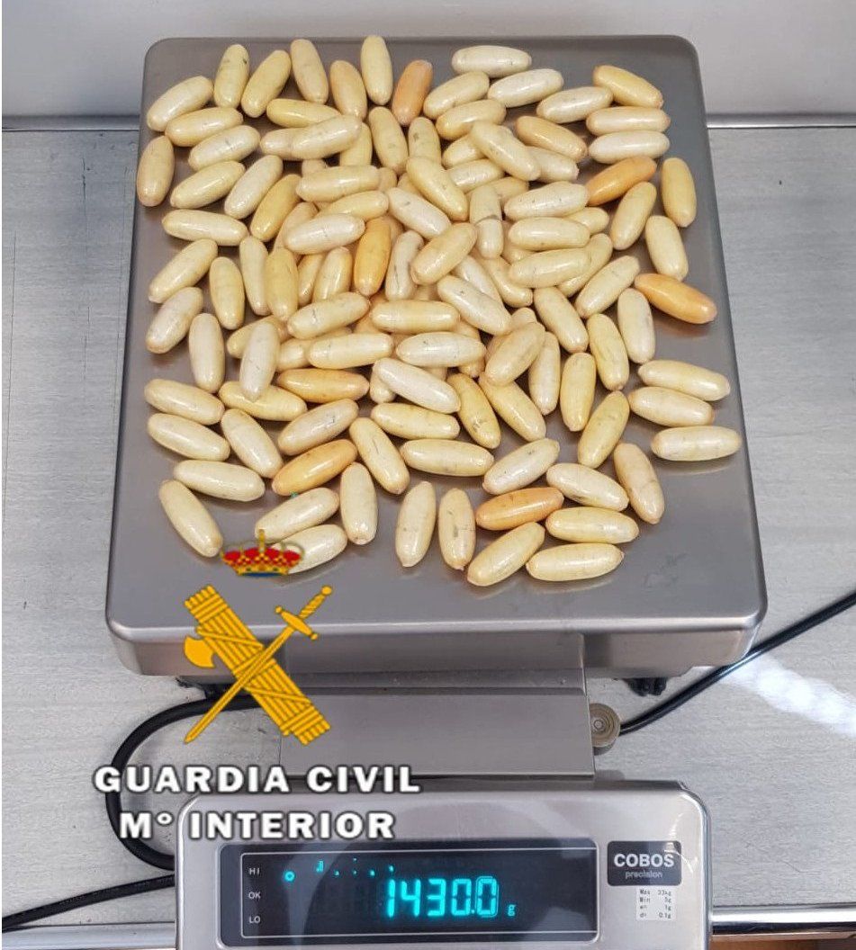 La droga incautada en el Aeropuerto de Málaga.