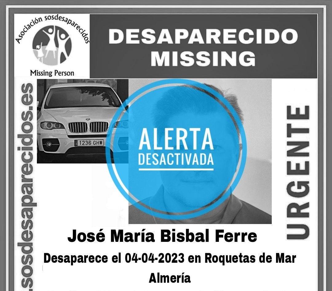 Desactivada la búsqueda de José María Bisbal.