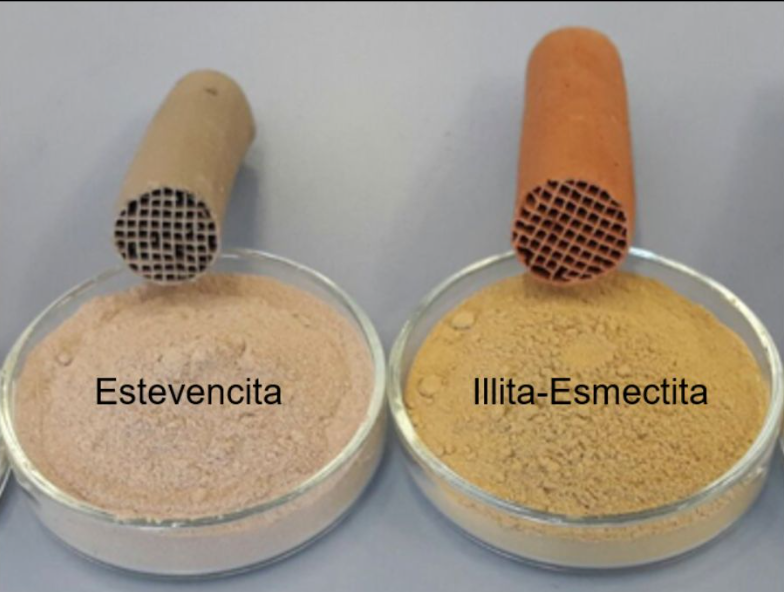 Los filtros de arcilla creados por investigadores de la Universidad de Cádiz.