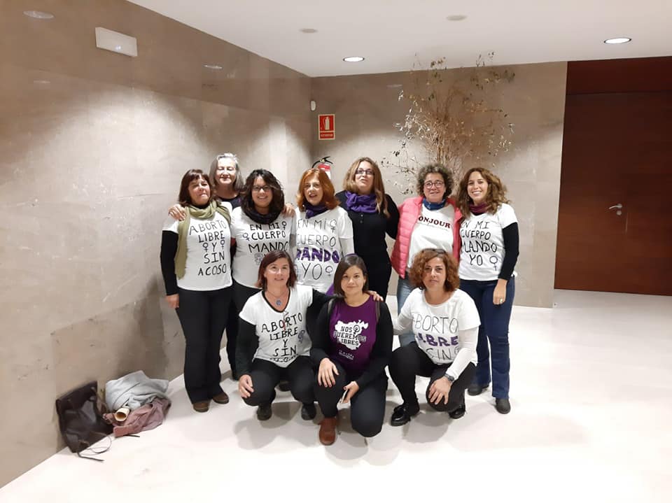 Representantes de la Asamblea Feminista Las Tres Rosas, en una intervención en el pleno. 