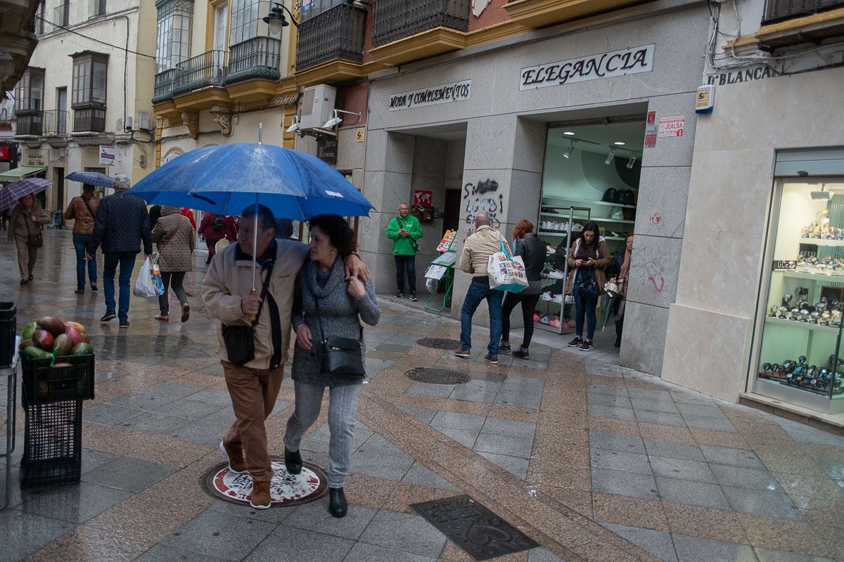 Lluvias este jueves en Jerez. FOTO: MANU GARCÍA