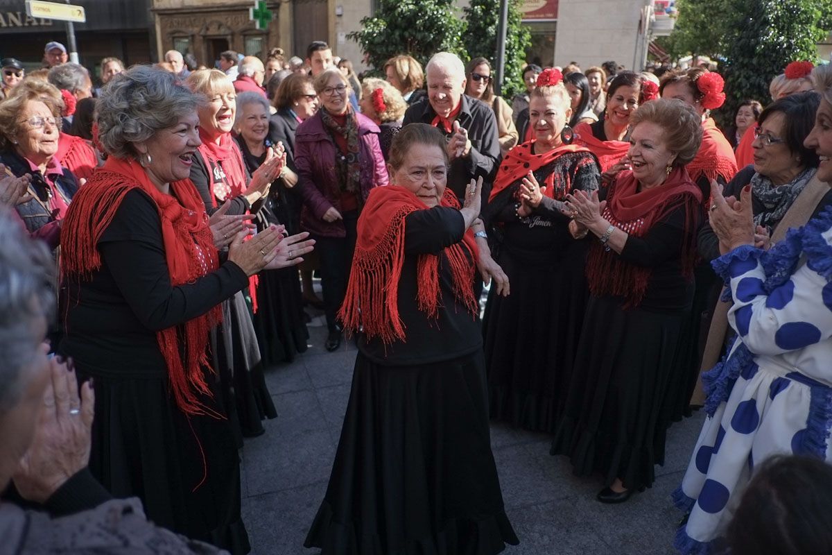 Unas señoras, durante un flashmob realizado en el centro de Jerez. FOTO: MANU GARCÍA