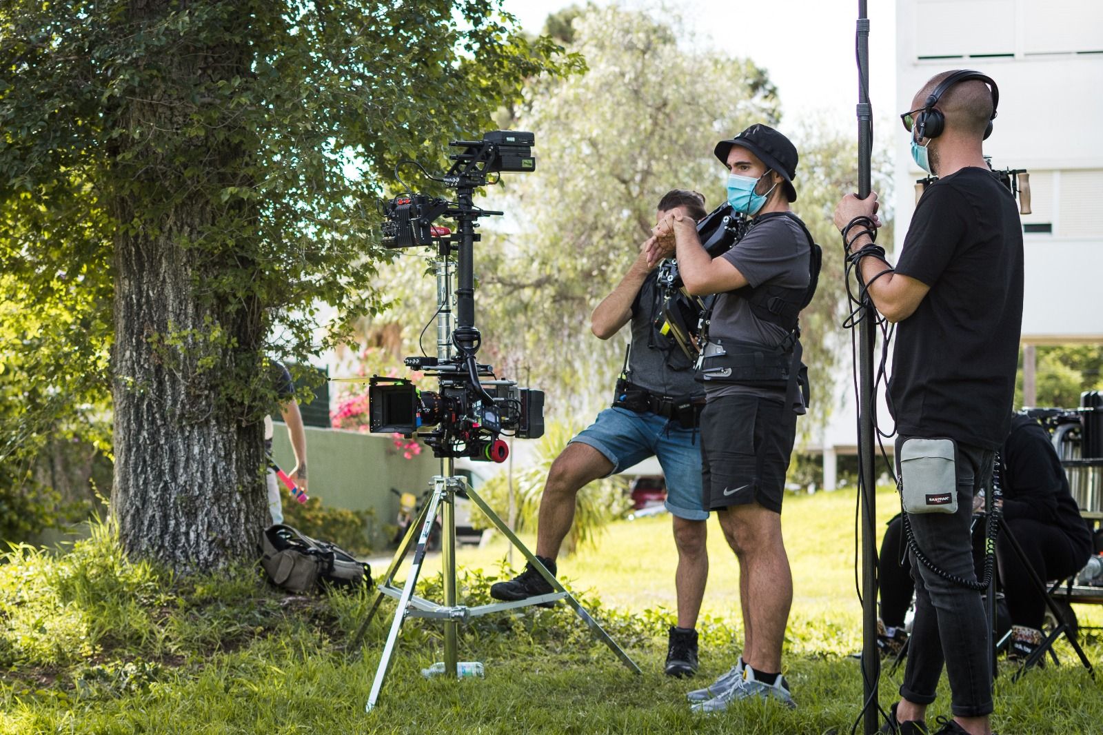 Un momento de la grabación de 'Sino' en el barrio. 