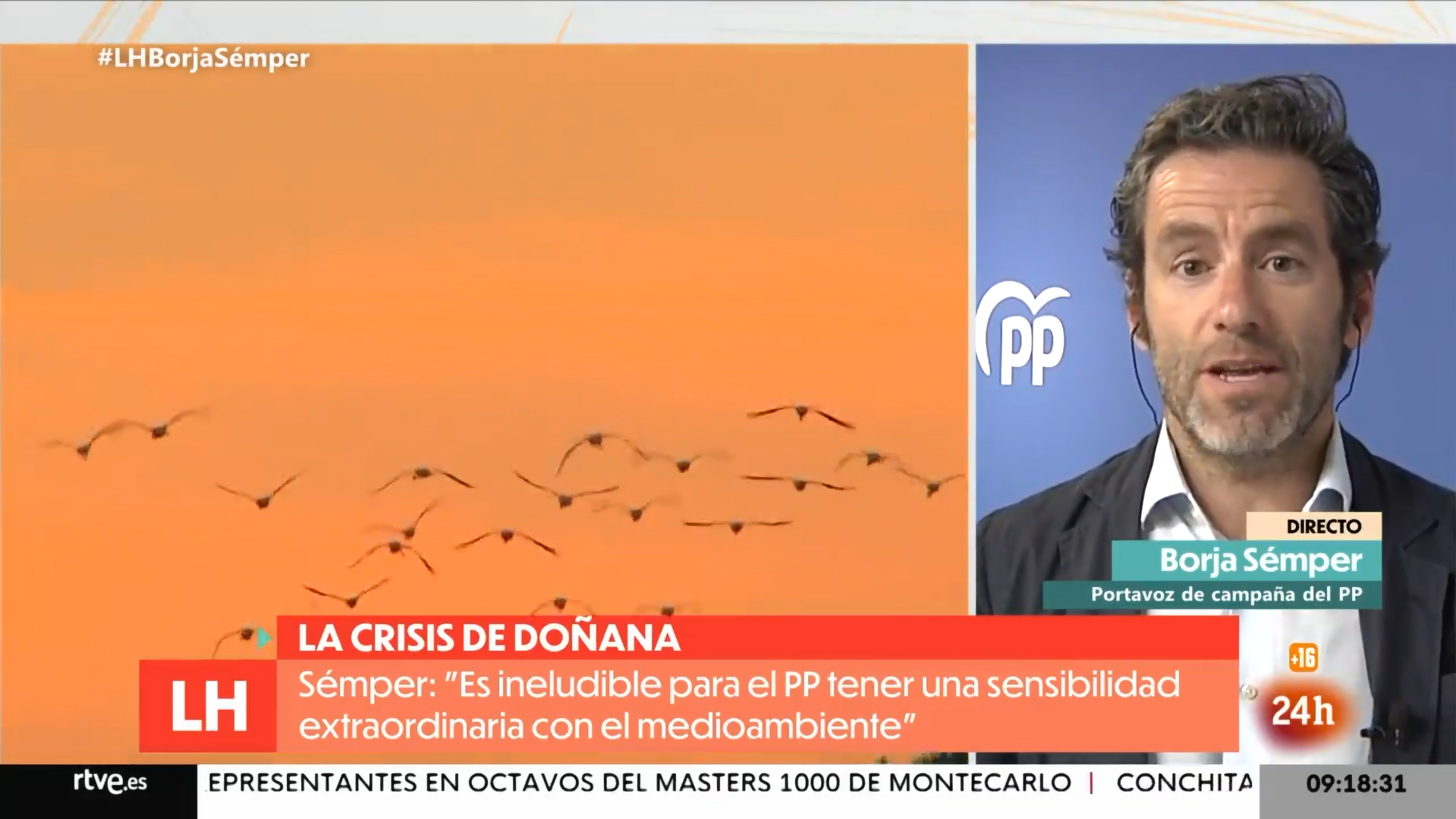 Borja Sémper, del PP, sobre Doñana. Borja Sémper, del PP, sobre Doñana.