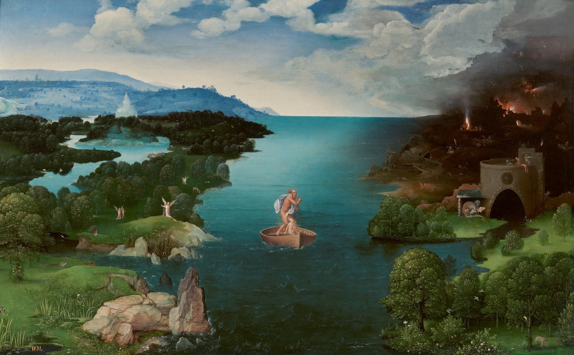 'El paso de la laguna Estigia', de Patinir, en una digitalización del Museo del Prado.