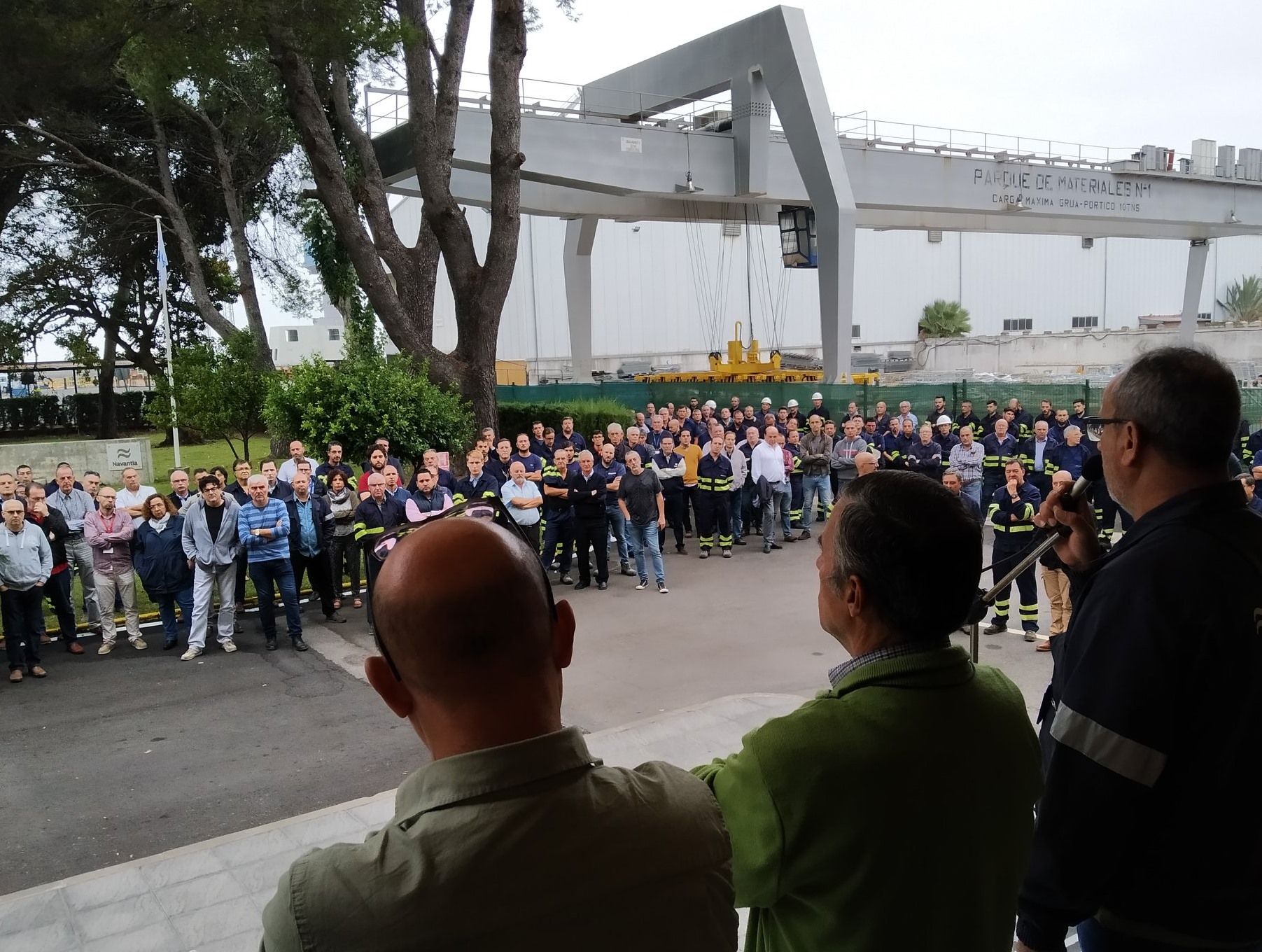 Concentración en Navantia San Fernando por el fallecimiento de un trabajador, en una imagen de archivo.