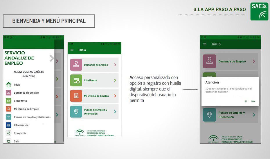 Apariencia de la nueva aplicación del SAE presentada por la Junta de Andalucía.