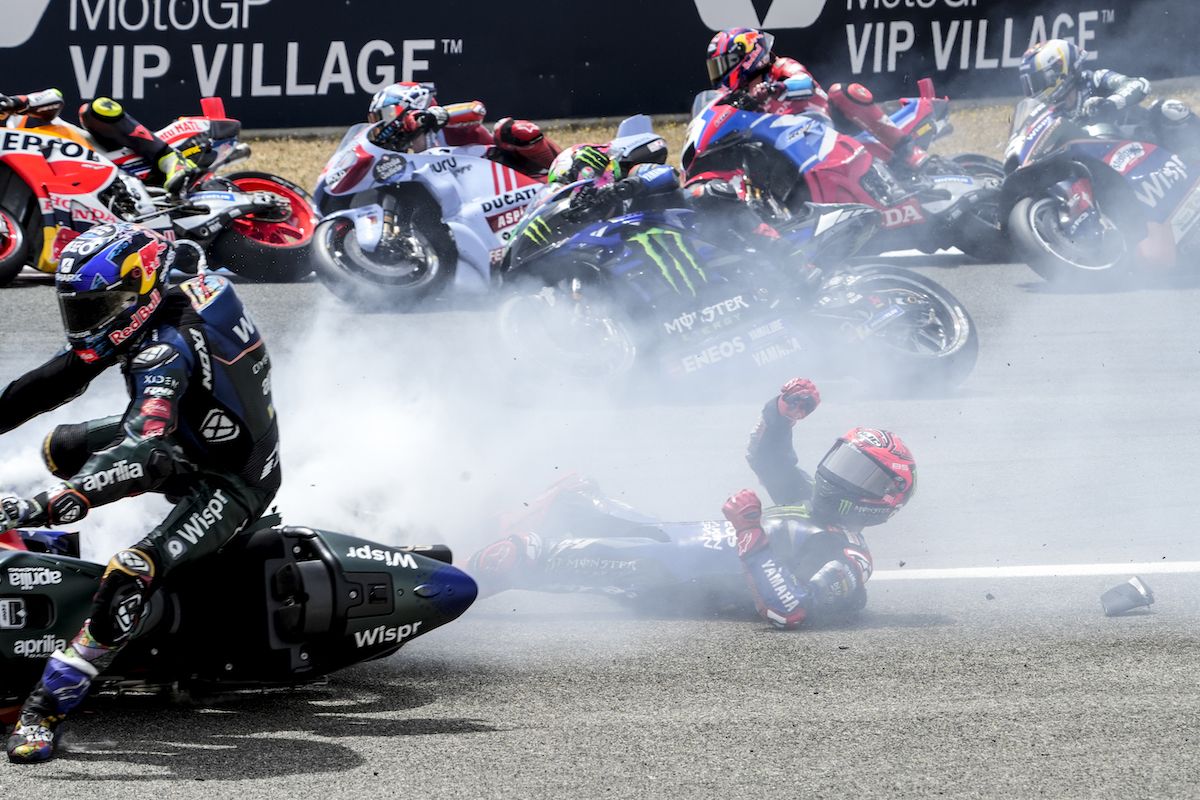 Una caída en la última prueba del GP de España en el Circuito de Jerez.