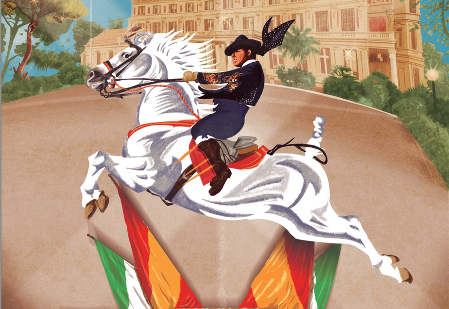 Motivo central del cartel del 50 aniversario, la ejecución de una cabriola. 