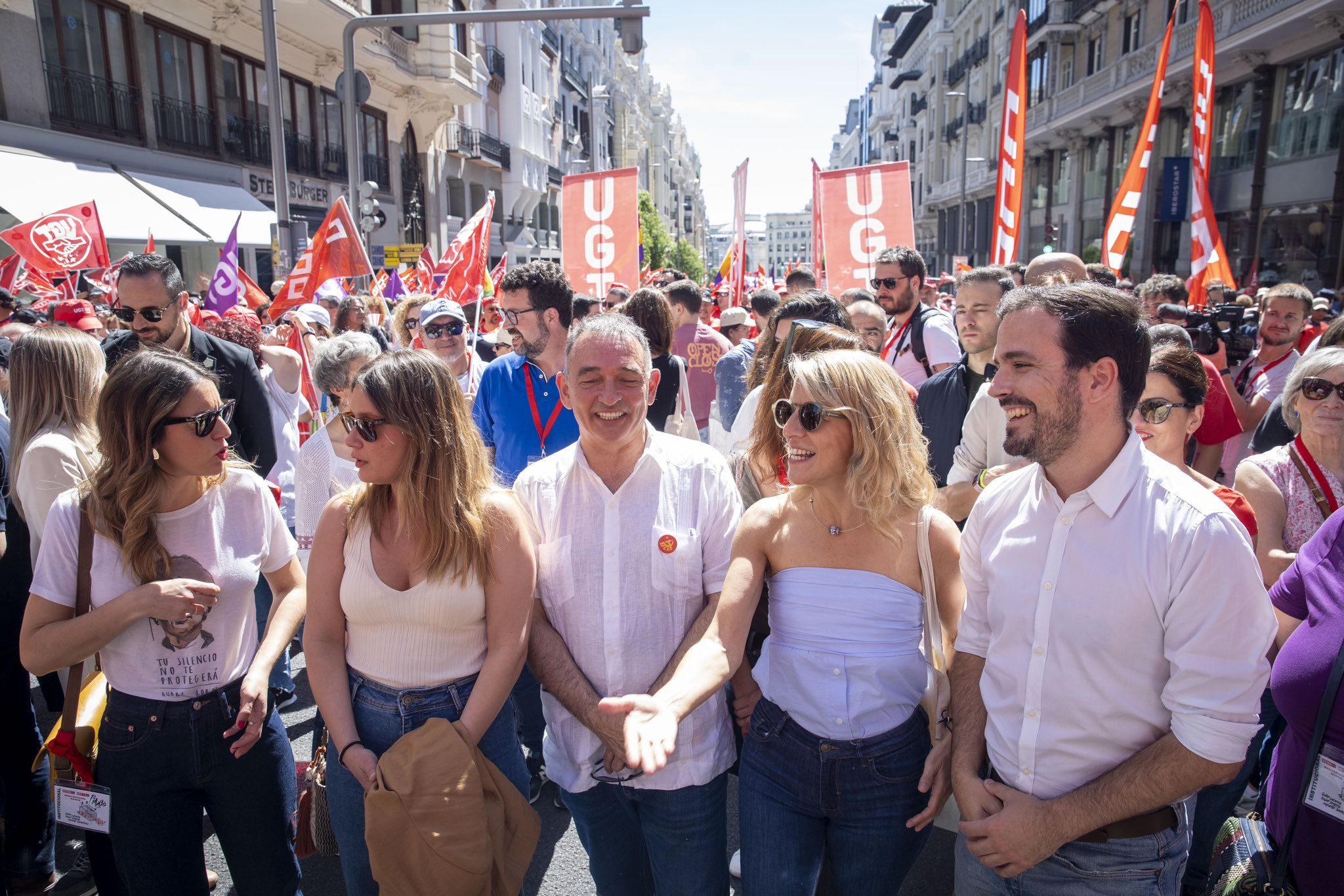 La ministra de Trabajo, Yolanda Díaz, en la manifestación del 1 de Mayo.
