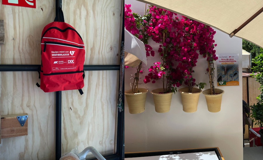 El desfibrilador instalado en la caseta de González Byass. El desfibrilador instalado en la caseta de González Byass.