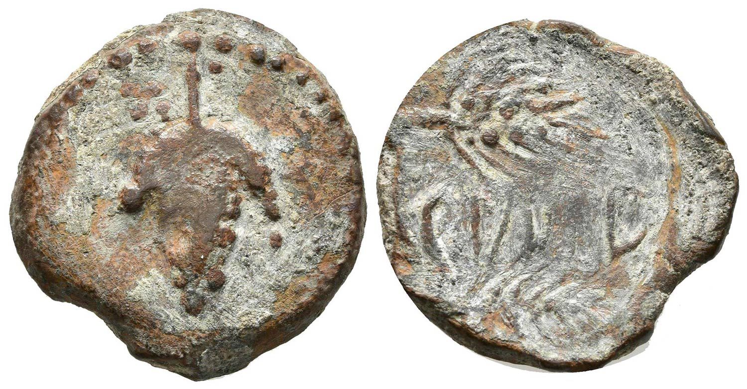 Multado con más de 3.000 euros por intentar vender monedas históricas procedentes de expolios. En la imagen, un as de Acinipo, antigua ciudad romana situada en Ronda. 