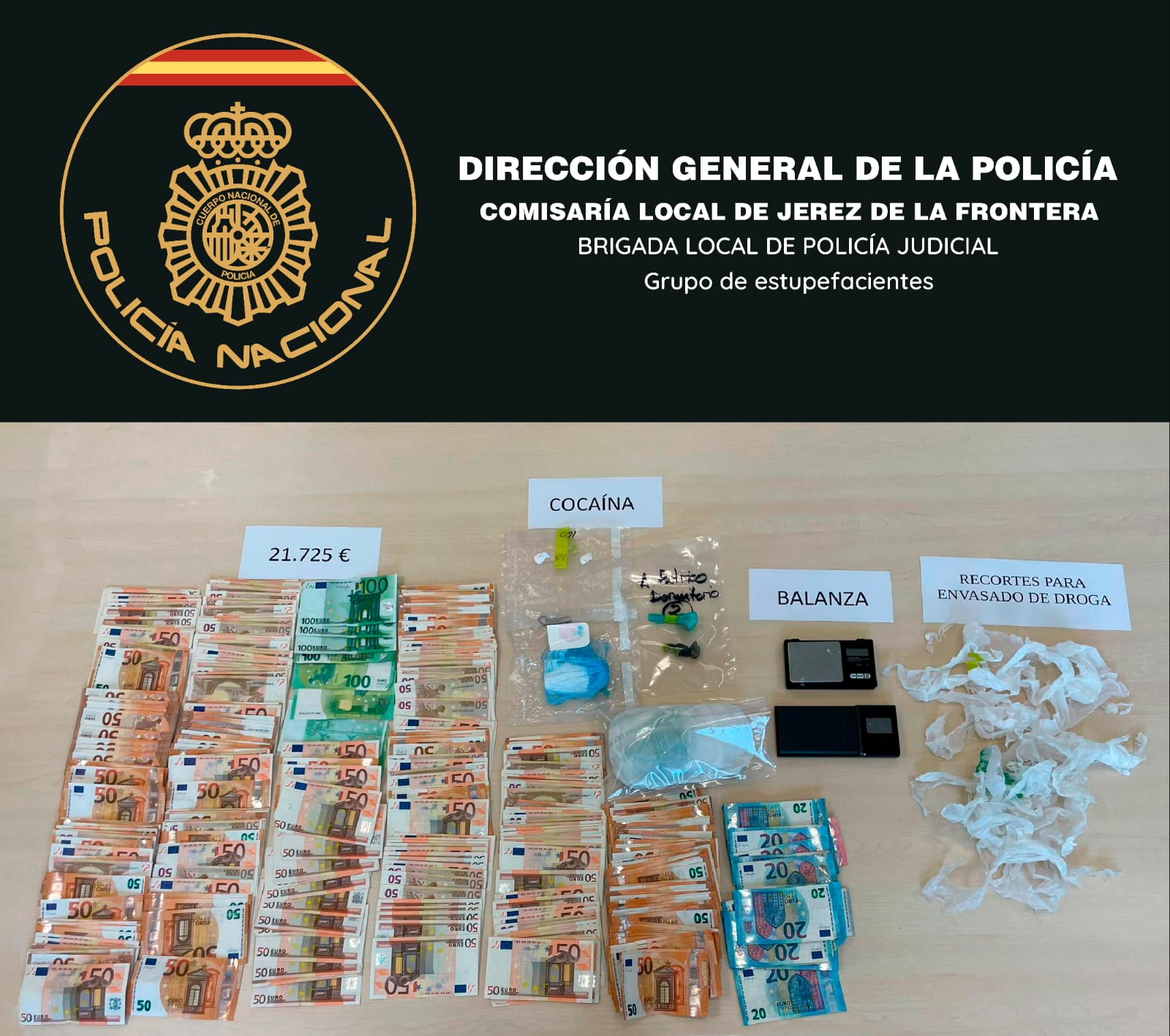 La Policía Nacional ha detenido en Jerez a un varón como presunto autor de un delito de tráfico de drogas.