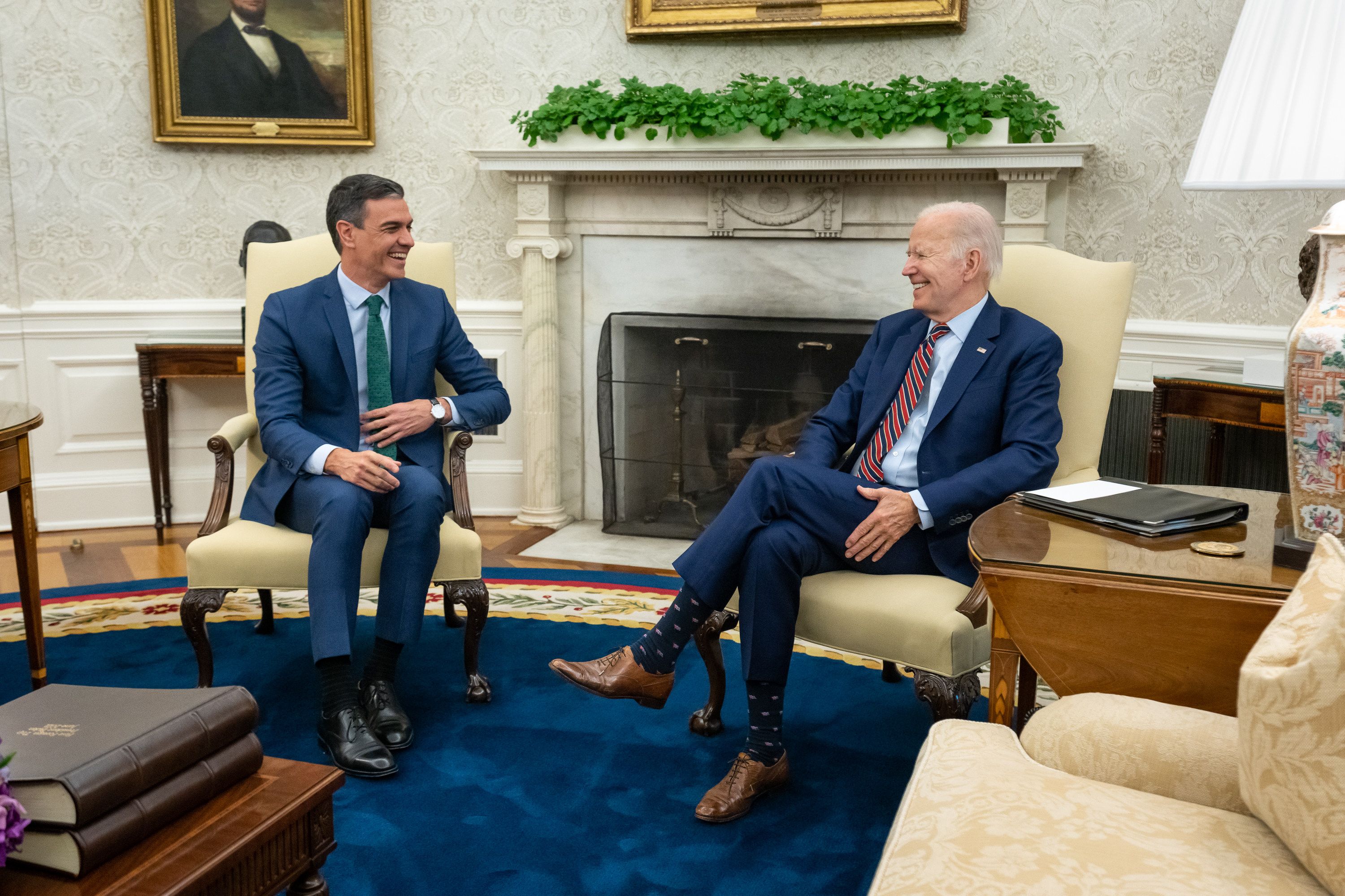 Biden junto a Sánchez en la Casa Blanca.