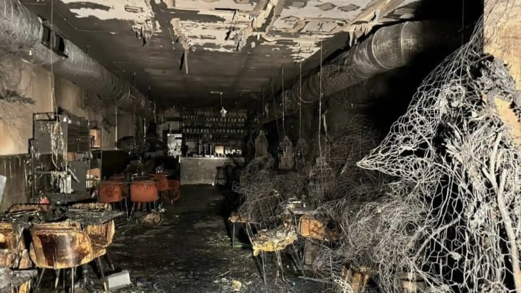 Imagen del restaurante tras el incendio.