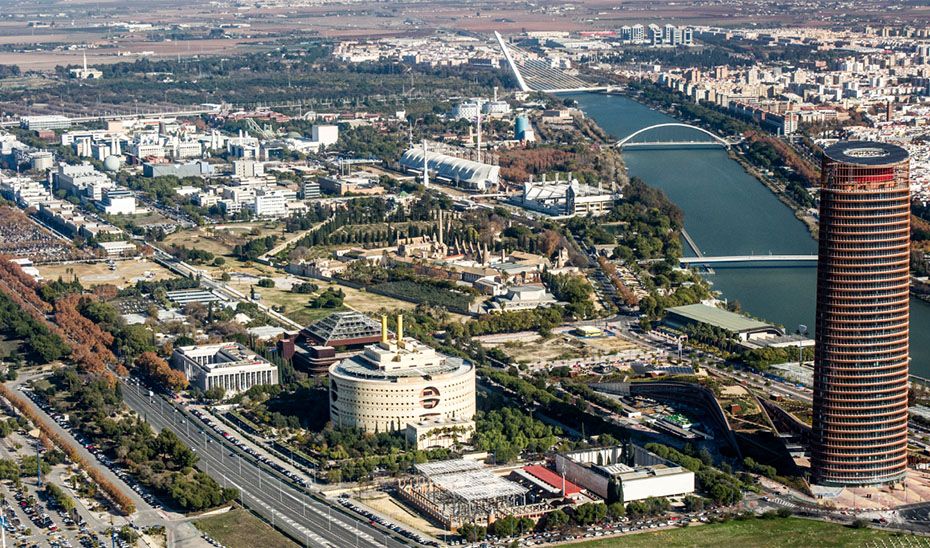 Vista aérea del Parque Científico y Tecnológico de La Cartuja, en Sevilla, en una imagen de archivo.