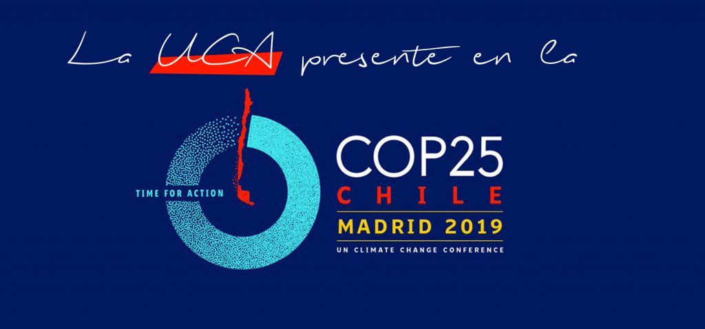 Cartel de la presencia de la UCA en la Cumbre del Clima.