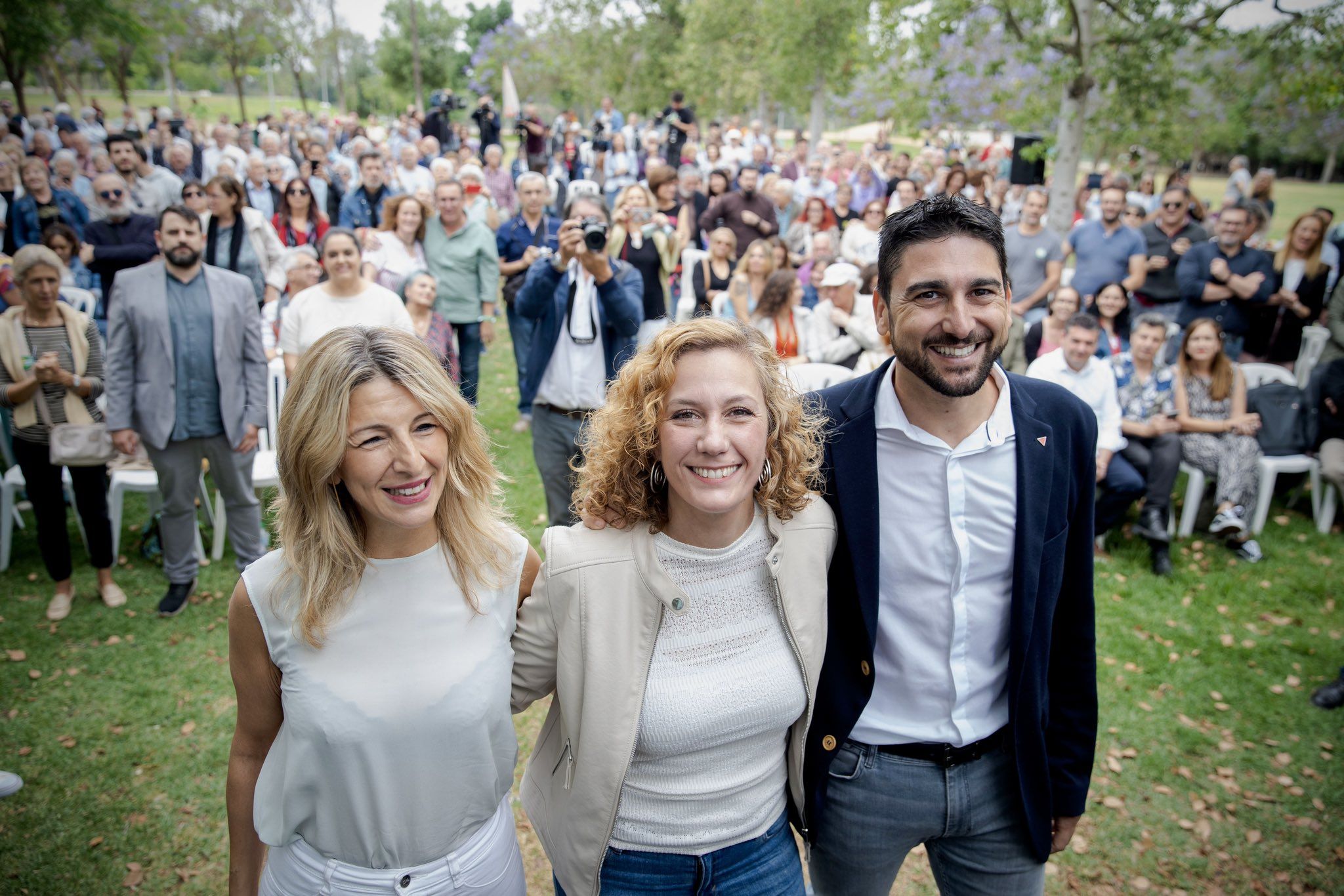 Yolanda Díaz junto a Susana Hornillo e Ismael Sánchez.