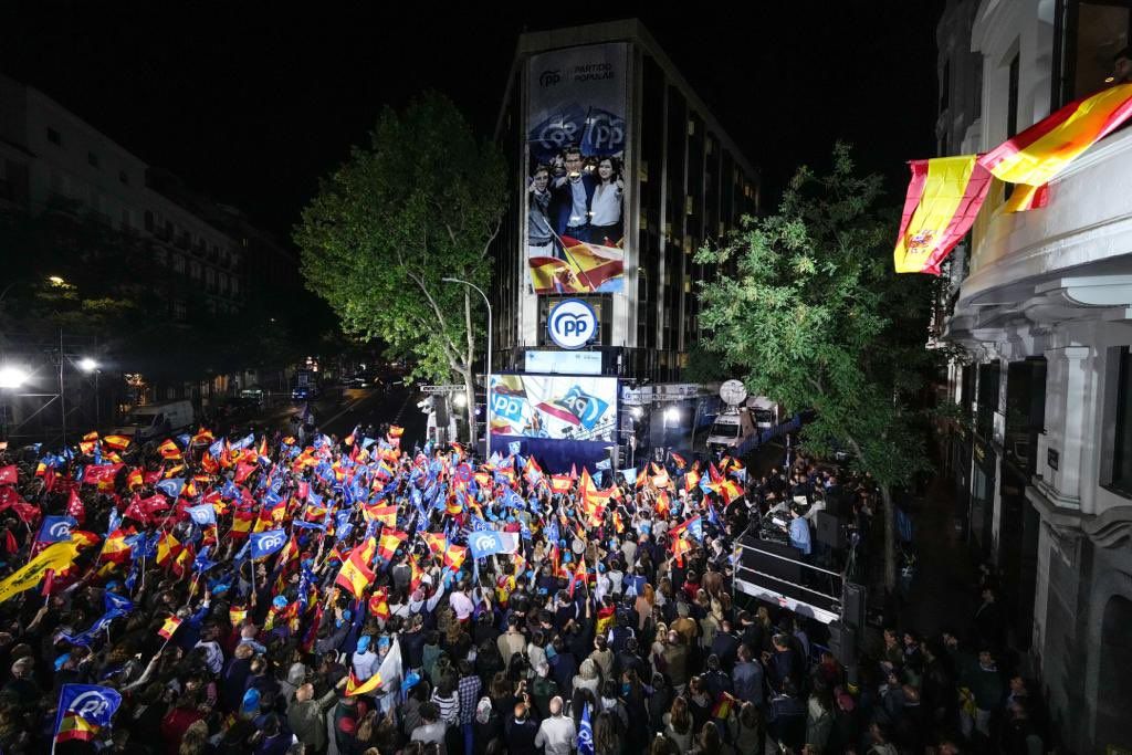 La calle Génova, a la altura de la sede nacional del PP, en la noche de este 28M, en una imagen del partido subida a redes.