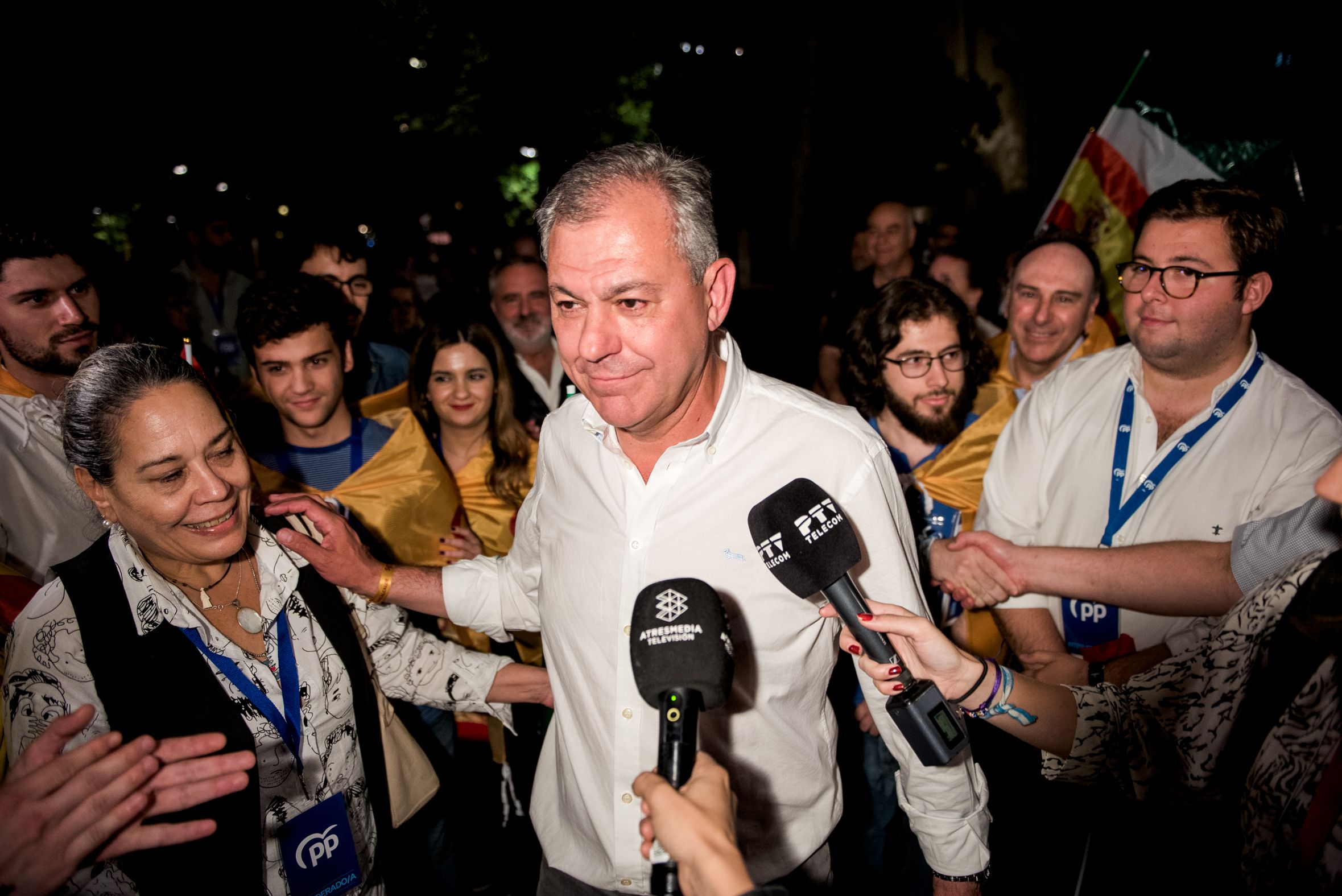 José Luis Sanz, nuevo alcalde de Sevilla, en la noche electoral del pasado 28M.