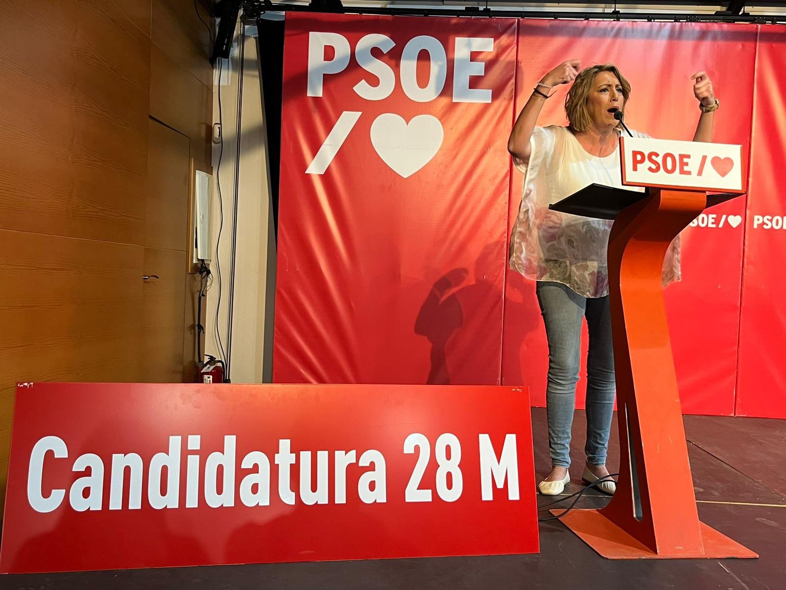 Susana Díaz, durante un mitin de la reciente campaña electoral.