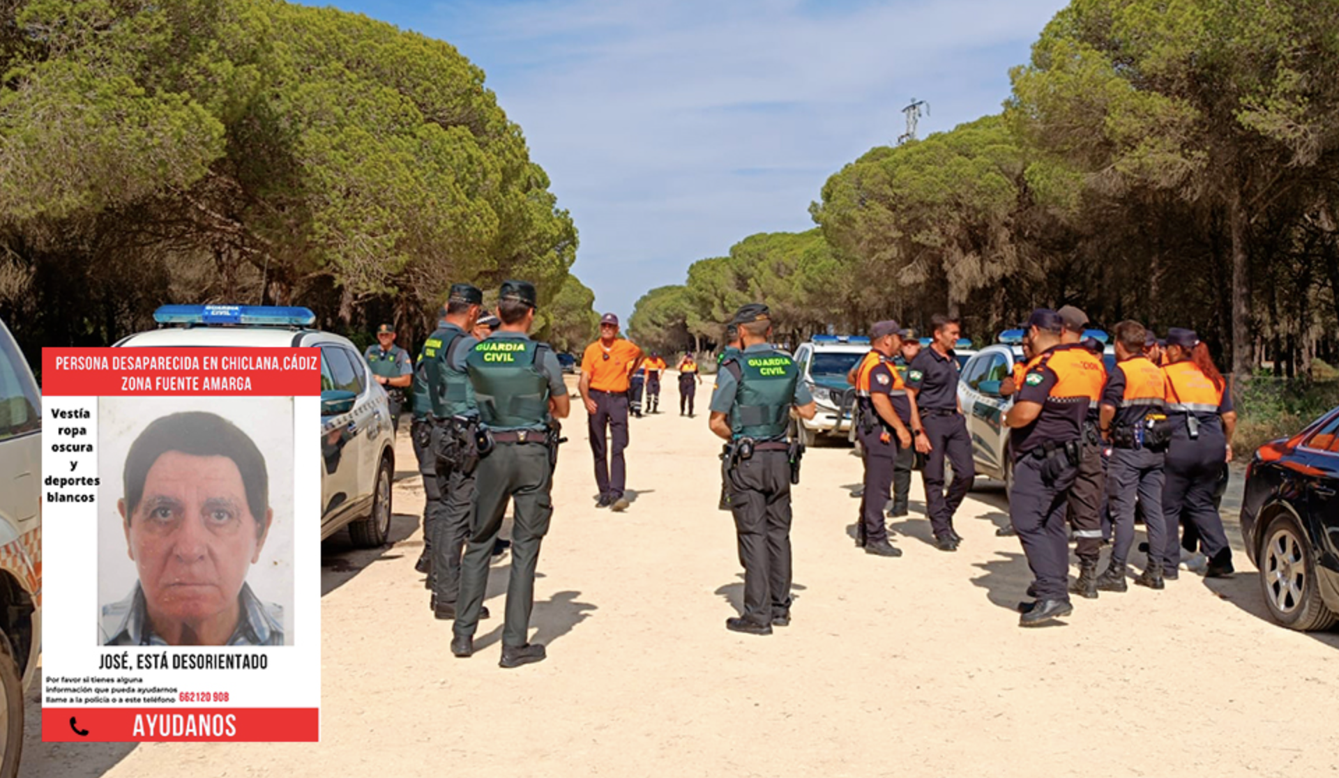 Salió a comprar el pan y sigue desaparecido días después en Chiclana. Dispositivo de búsqueda, en una imagen de Canal Sur.