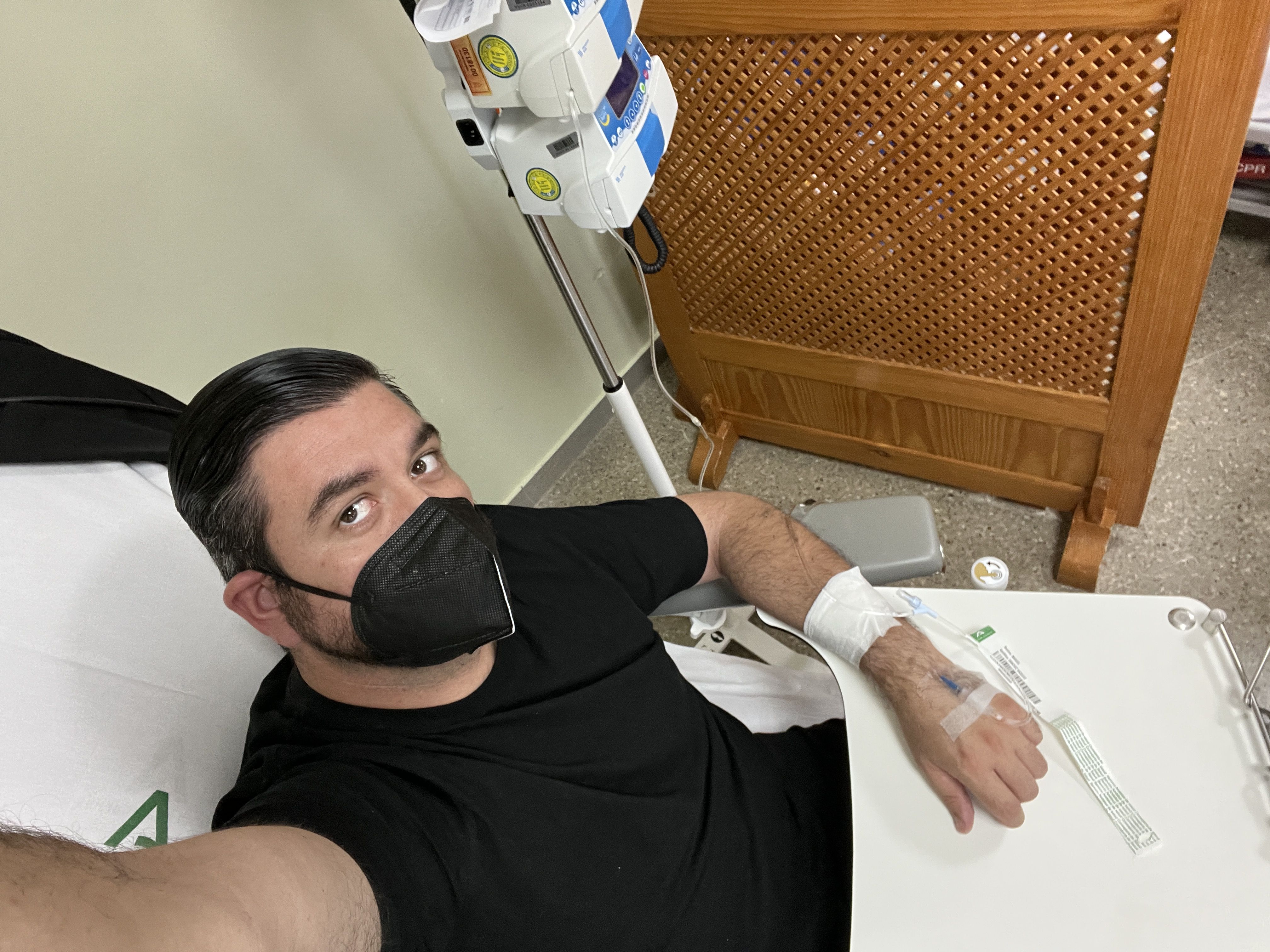 Manu Sánchez, en quimioterapia. Manu Sánchez, en quimioterapia.