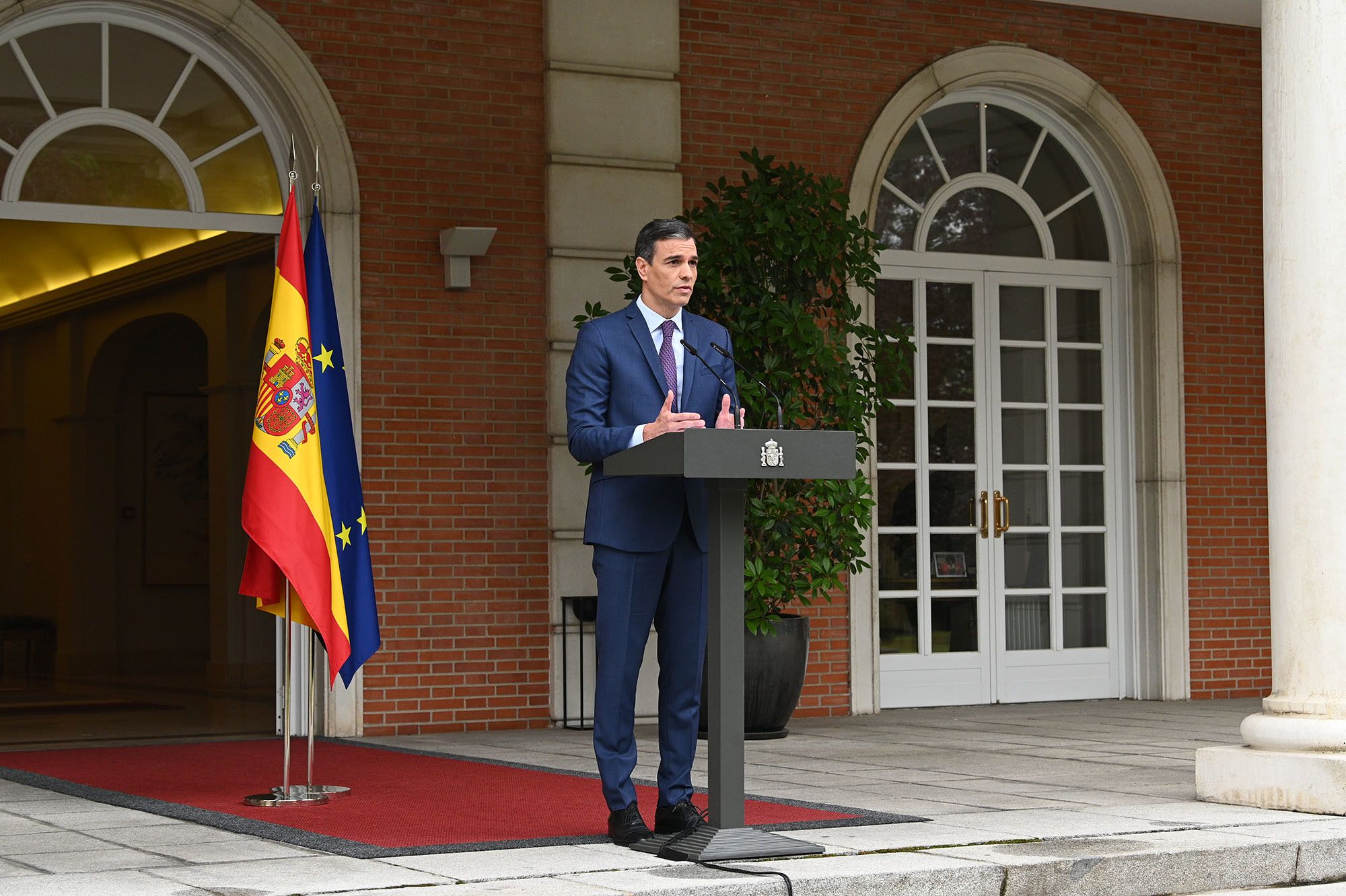 El presidente Pedro Sánchez, durante el anuncio de la convocatoria de elecciones generales.