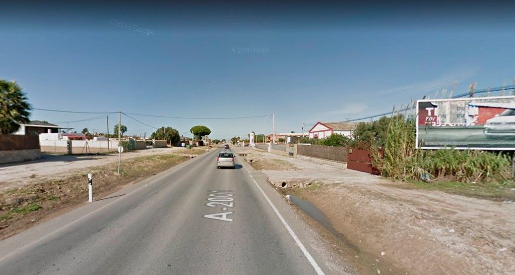 Tramo de la carretera CA-2001 donde se ha producido un socavón, en una imagen de Google maps.