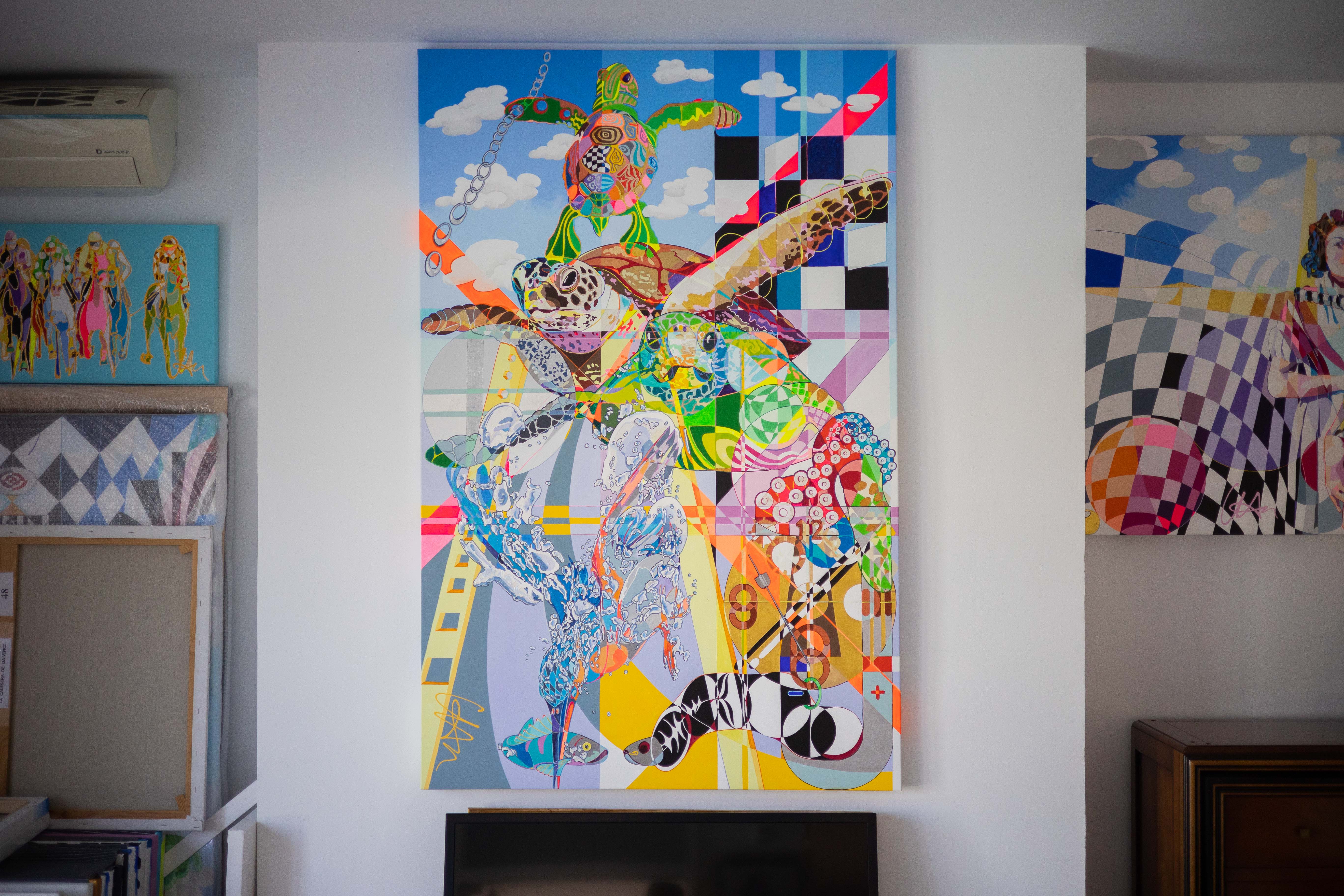 Cuadro en homenaje a la tortuga de su hija.