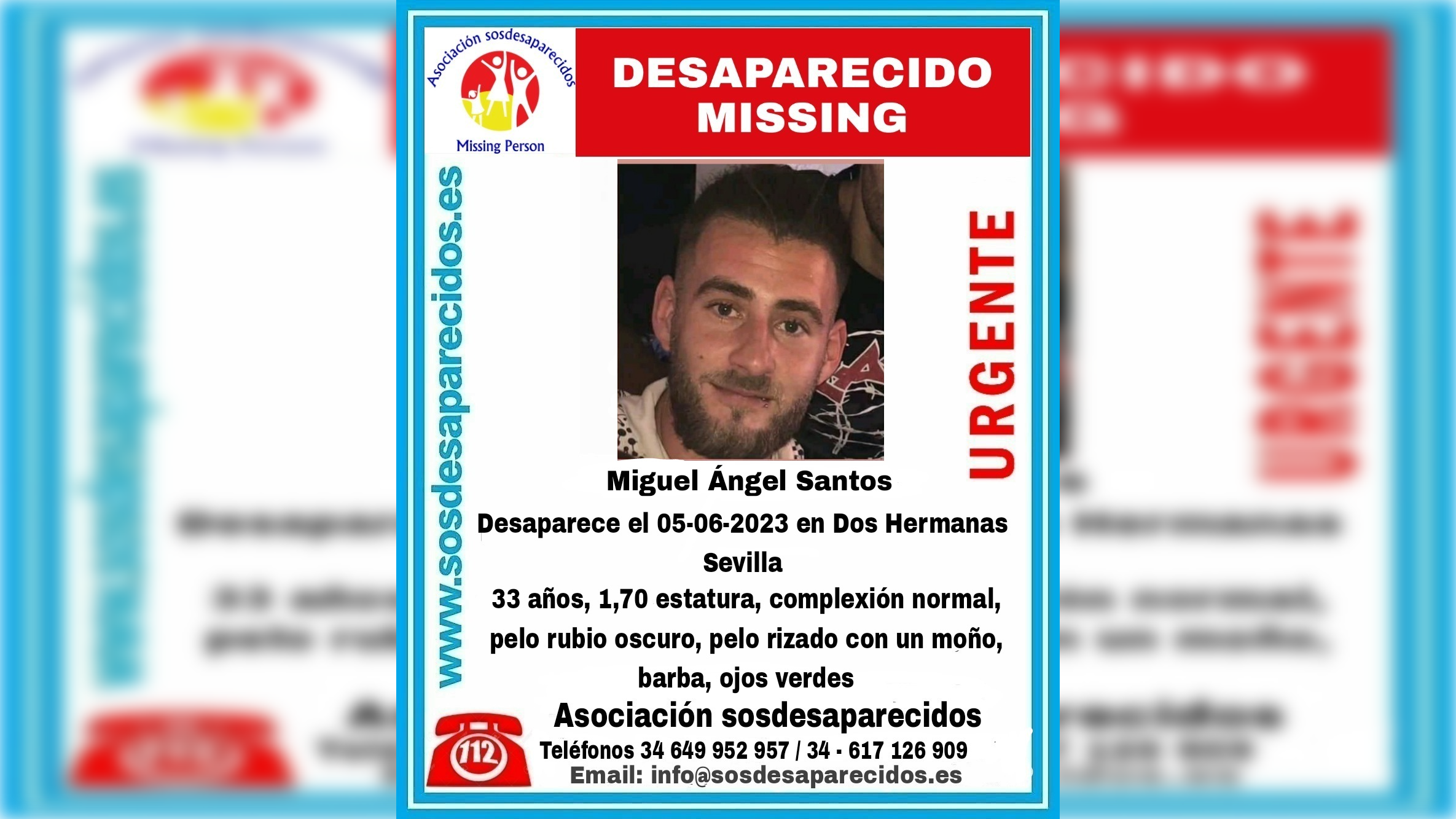 Cartes de búsqueda del hombre desaparecido tras escapar del Hospital de Valme.