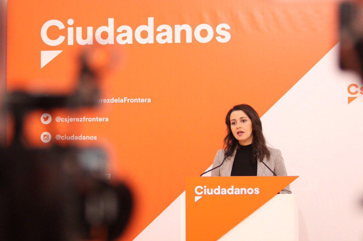Rueda de prensa de Inés Arrimadas en Jerez, en una imagen de archivo. 
