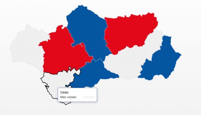 Empates en las provincias de Huelva, Granada y Cádiz según la web de Interior.