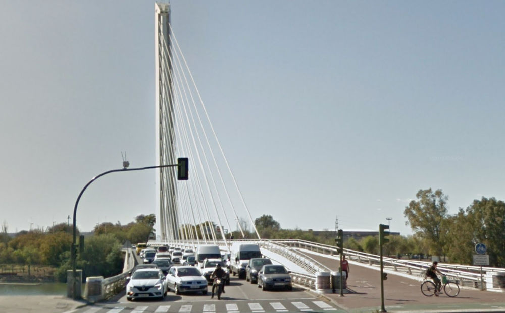 El puente del Alamillo, en una imagen de Google Maps.