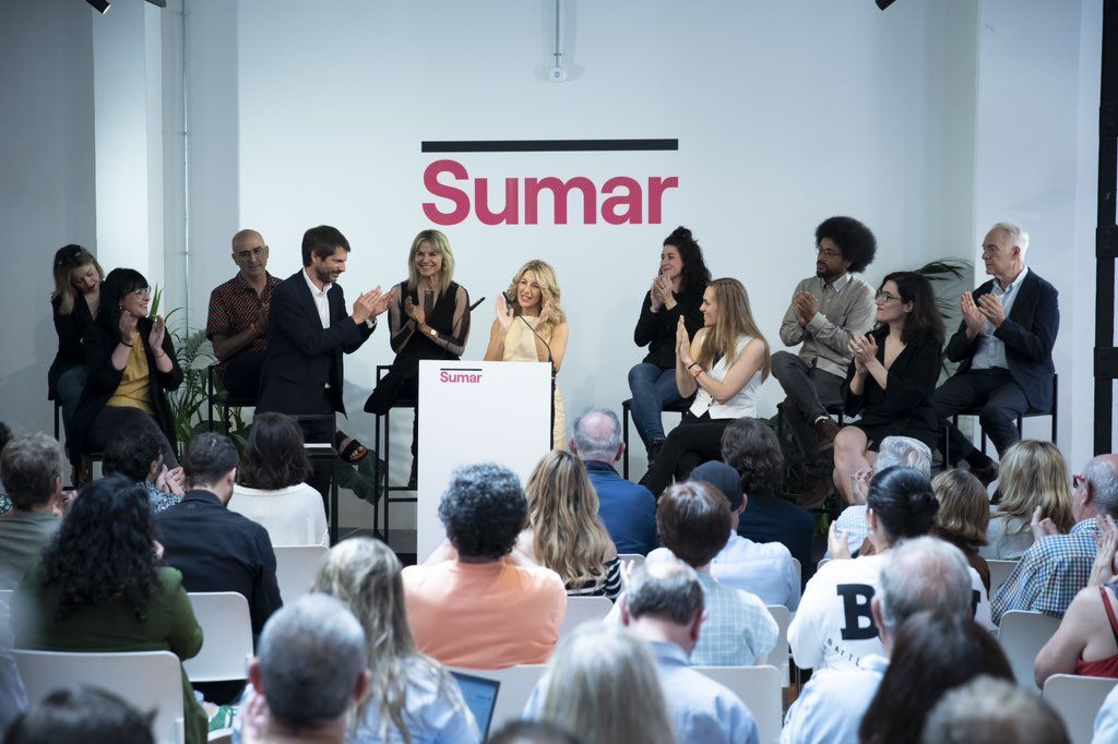 Yolanda Díaz durante la presentación de Sumar.