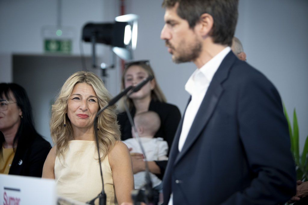 Yolanda Díaz en la presentación de Sumar. Descontento en IU Cádiz.
