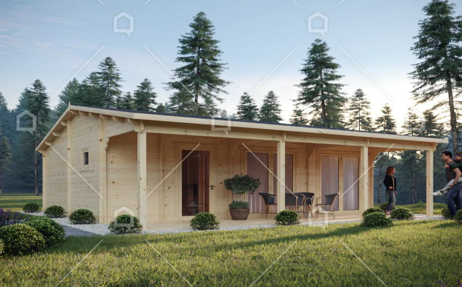 Una casa prefabricada con terraza y tamaño familiar por 14.000 euros. Imagen del modelo Duero, que tiene en promoción la empresa. 