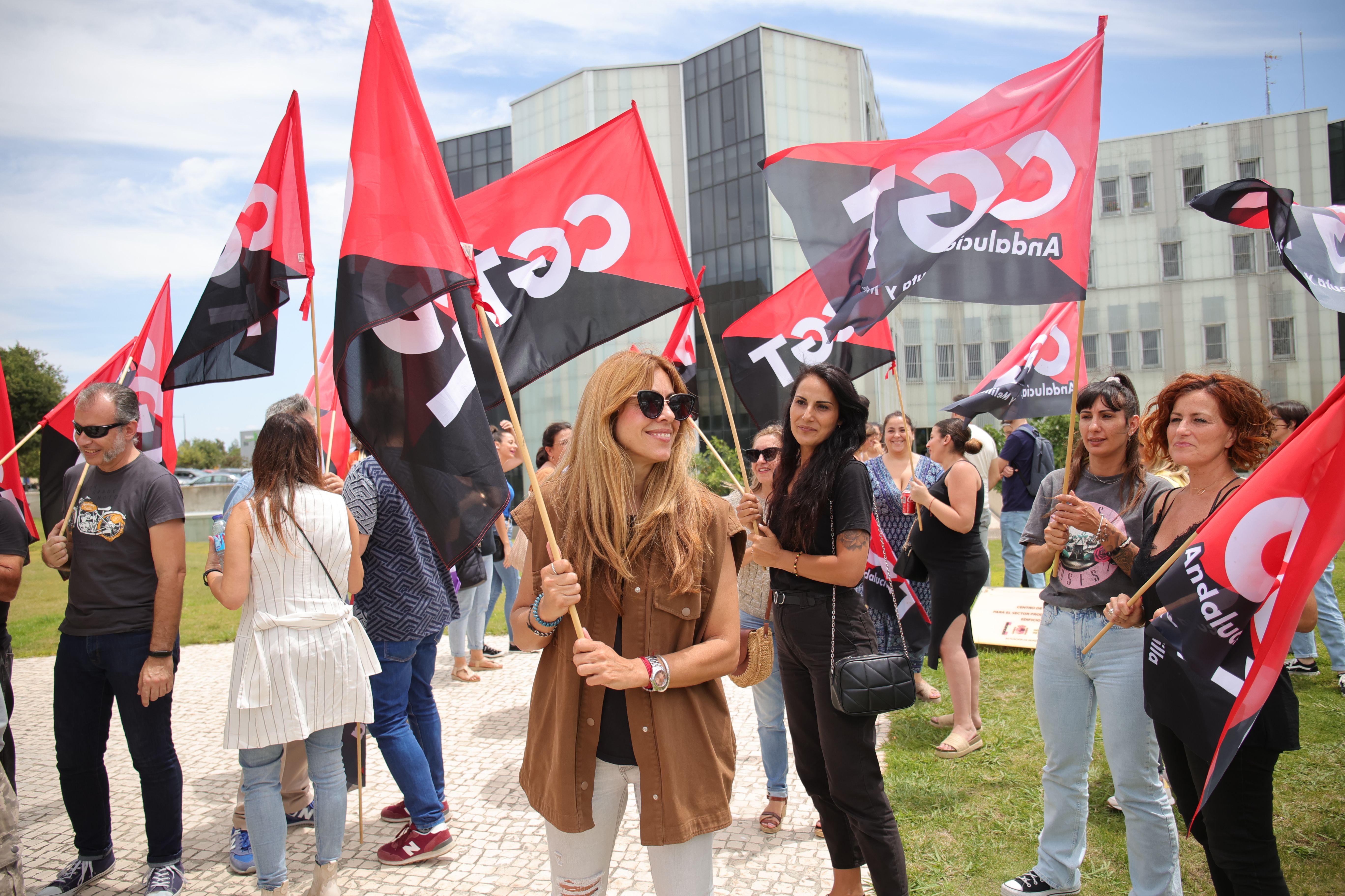 Teleoperadoras de Sherrytel, en una protesta del año pasado.