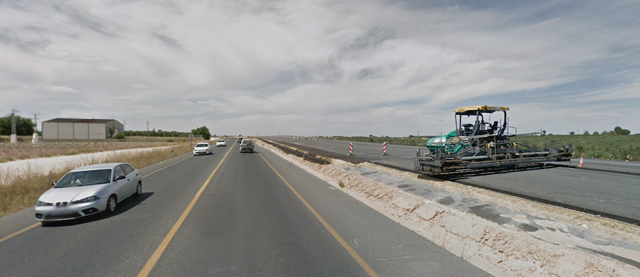 Un tramo de la N-IV, durante las obras de desdoble, en una imagen de Google Maps.