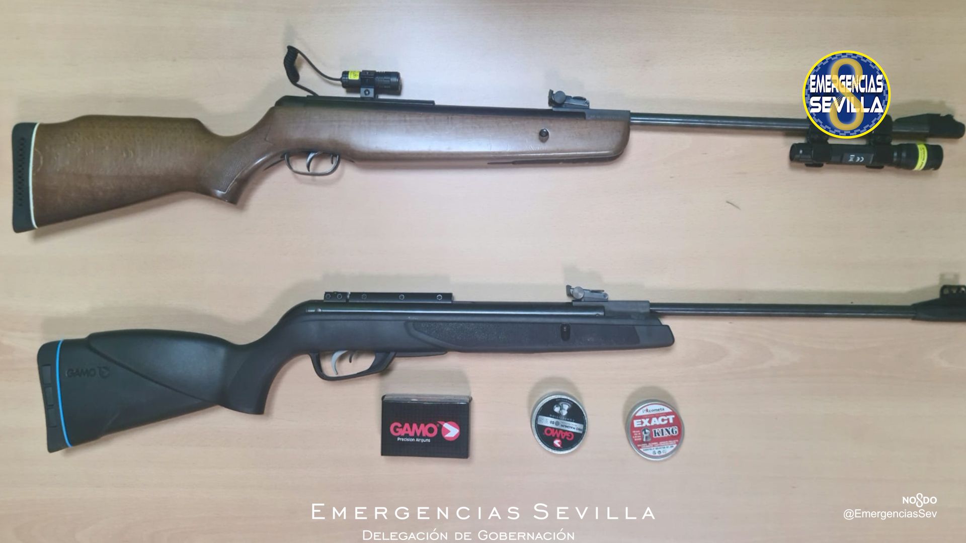 Las pistolas intervenidas por la Policía Local de Sevilla.