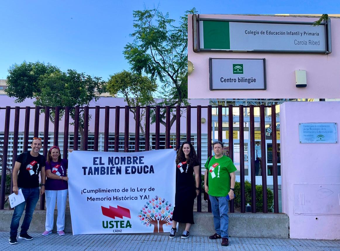 Protesta de Ustea para solicitar el cambio de nombres de dos colegios de Cádiz.