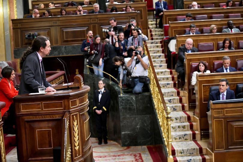 Un momento de la intervención en el Congreso de Pablo Iglesias. FOTO: PODEMOS