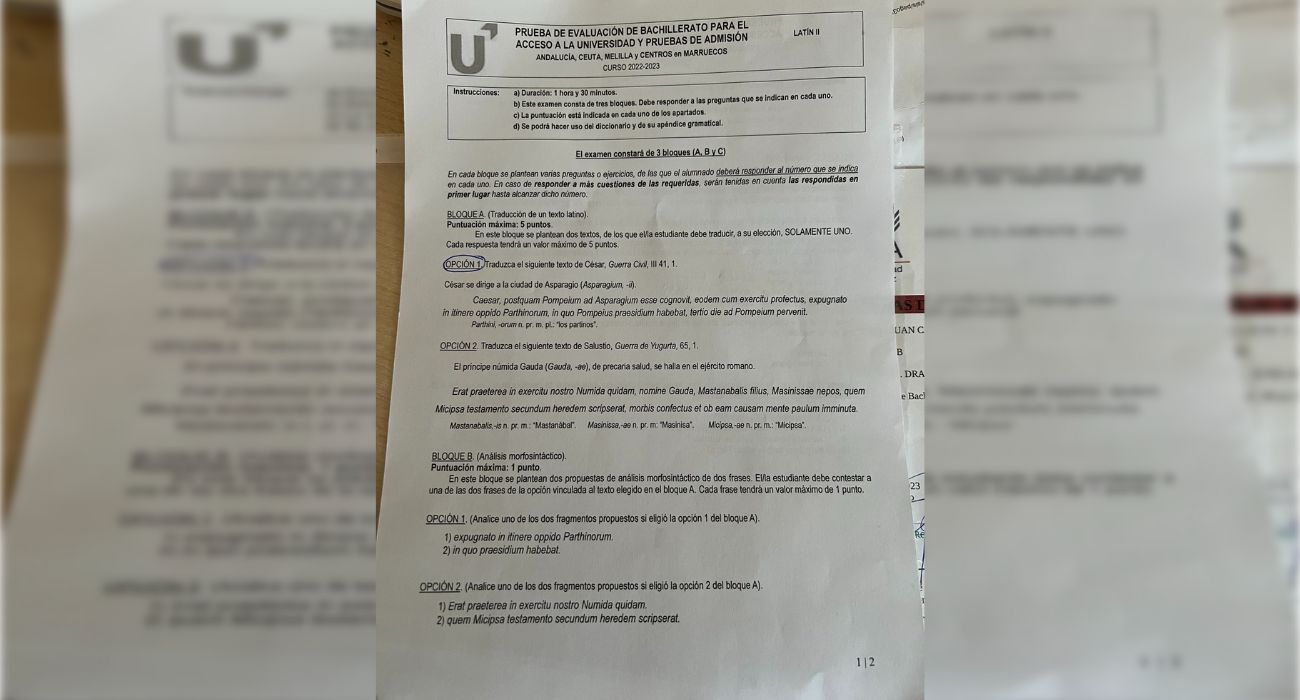 El examen de Latín que también ha provocado maletar en el alumnado que se ha presentado a la PEvAU en Andalucía. 