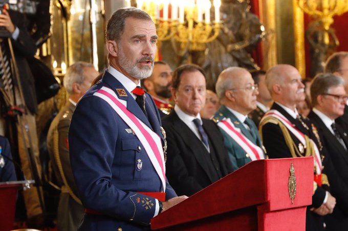 El Rey Felipe VI, en la Pascua Militar 2020.