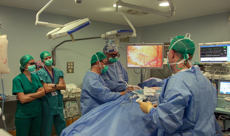 Personal sanitario, durante un trasplante en el Hospital Virgen del Rocío de Sevilla.