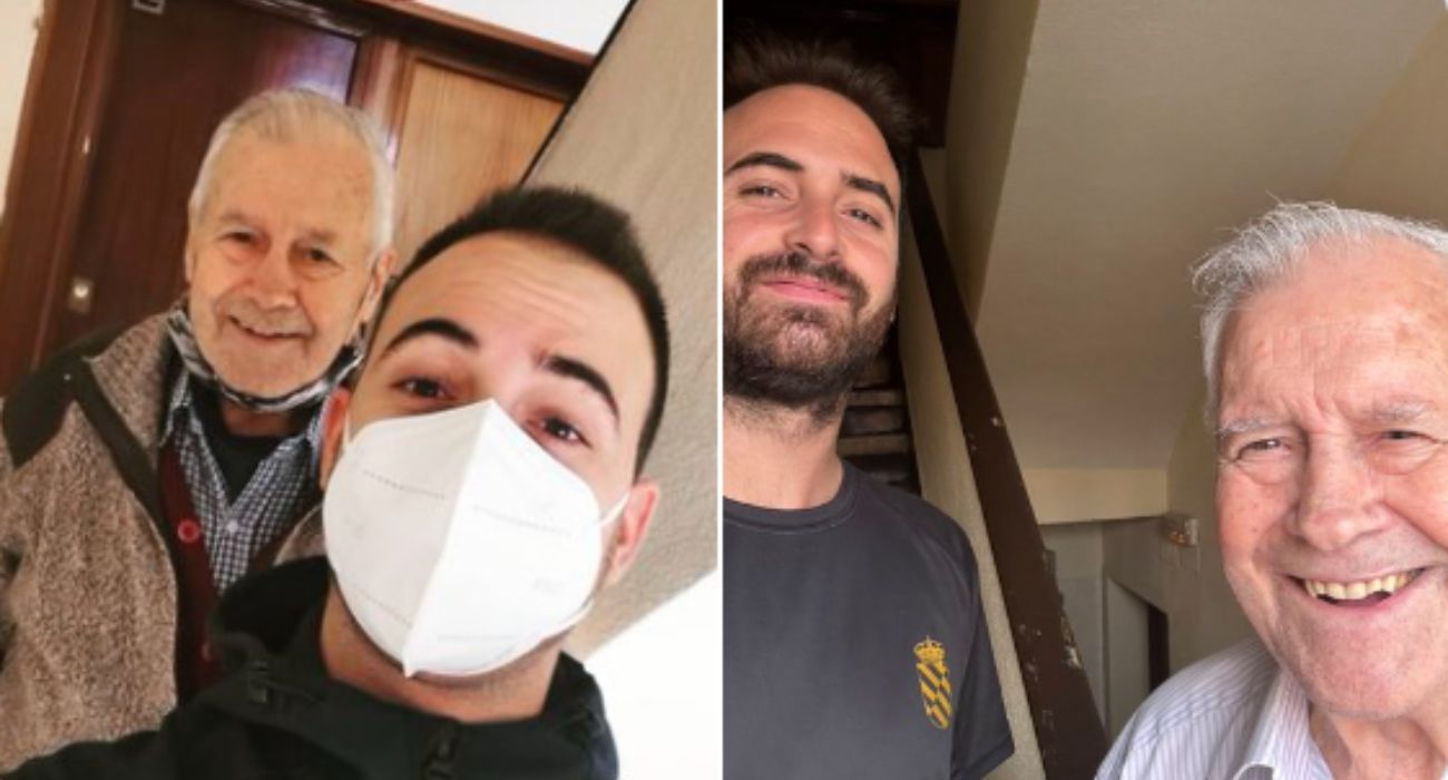 El bombero forestal y su abuelo se toman fotos cada vez que salen.