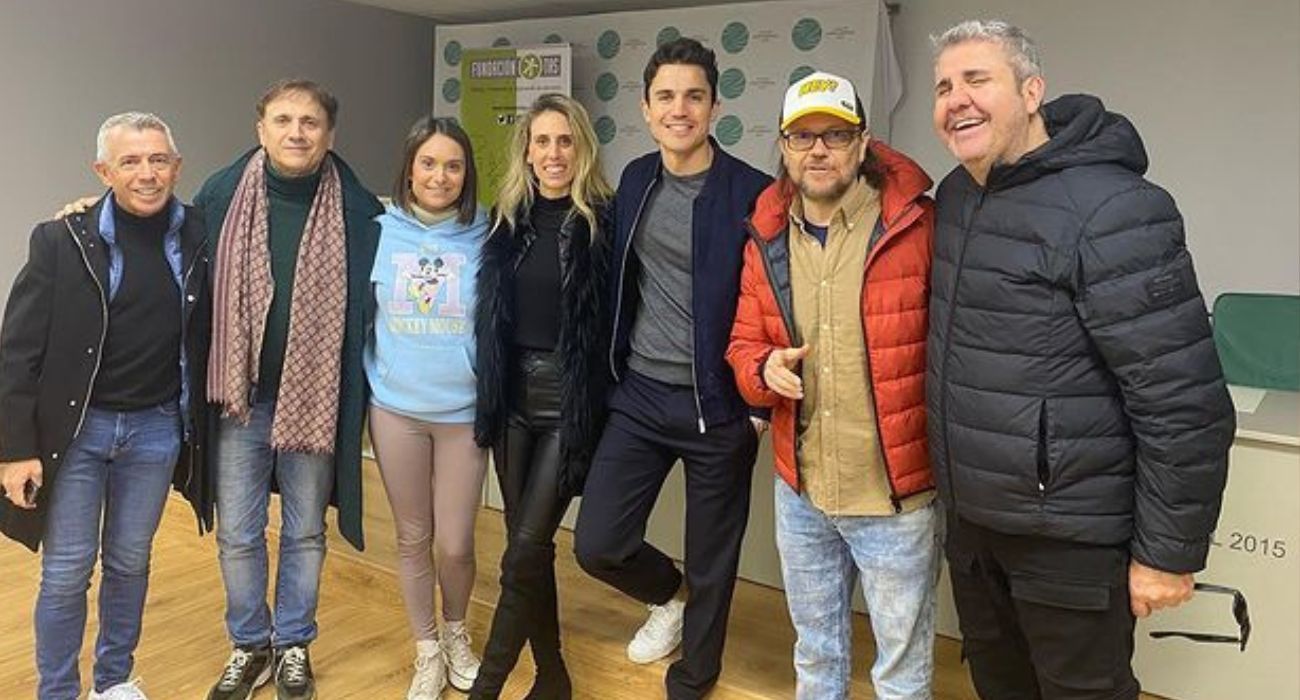 'El Turronero', a la izquierda, junto a Santiago Segura, José Mota y Florentino Fernández, entre otros.