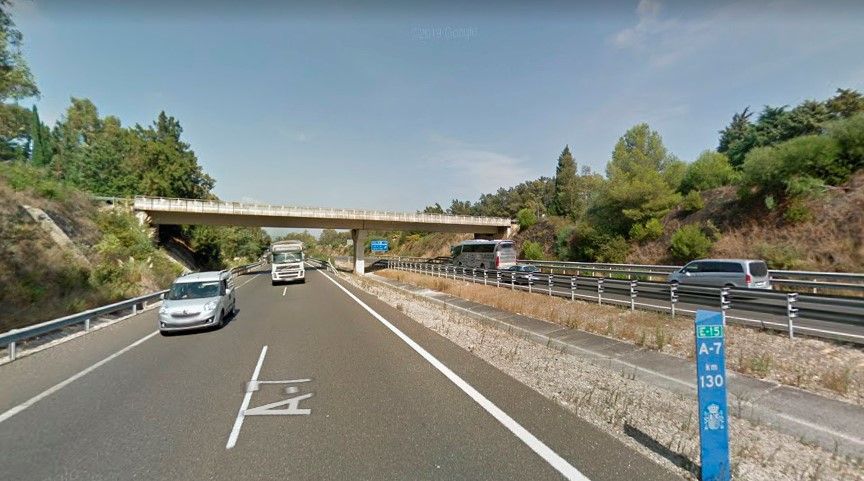 El kilómetro 130 de la Autovía A-7 en una imagen de Google Maps.