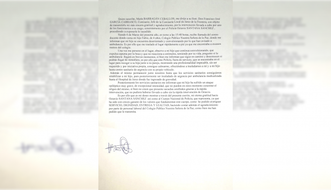 La carta de agradecimiento de María.