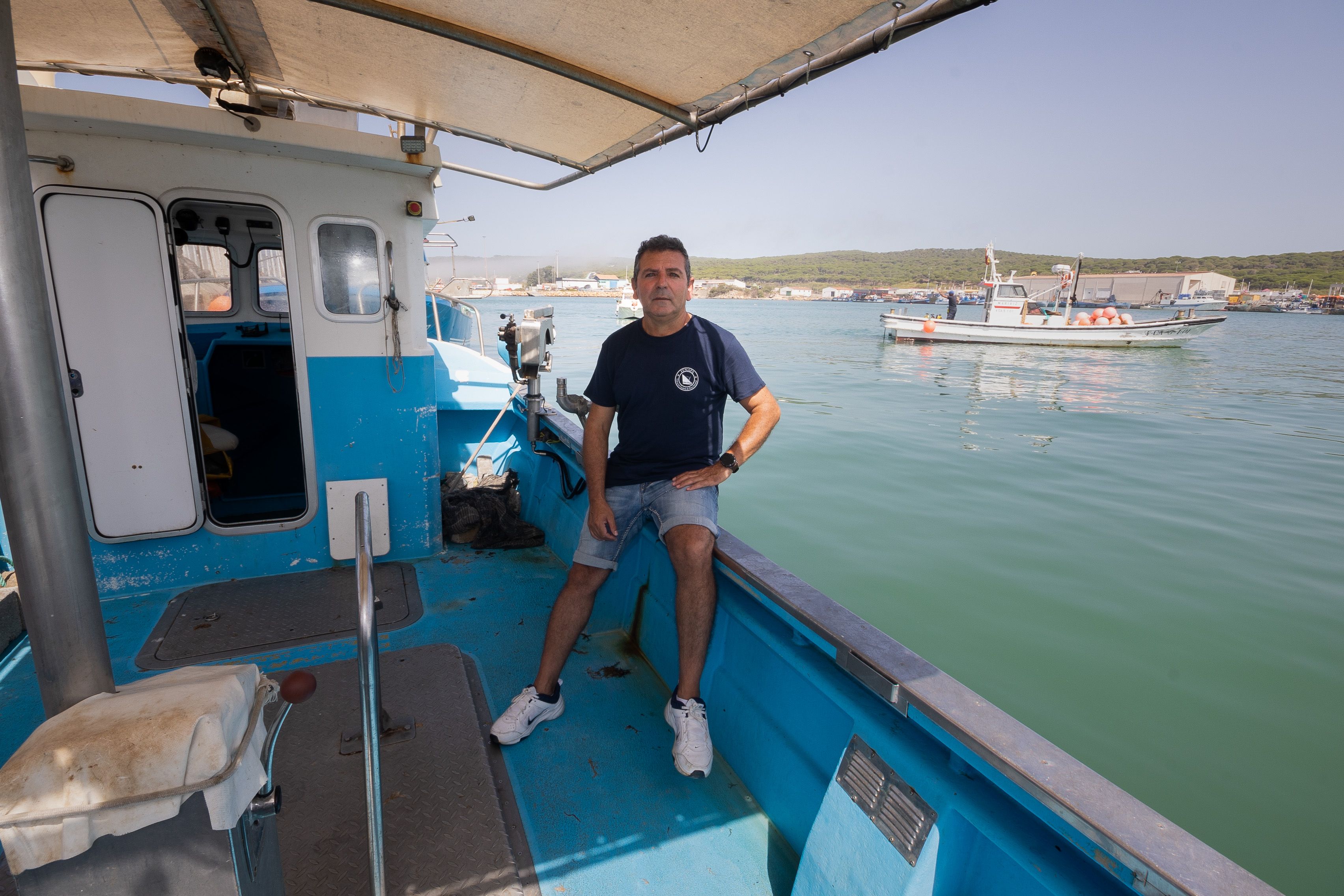 José Manuel Dávila en su barco. 